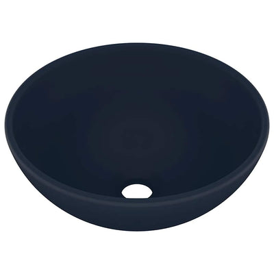 luksuriøs håndvask 32,5x14 cm rund keramisk mat mørkeblå