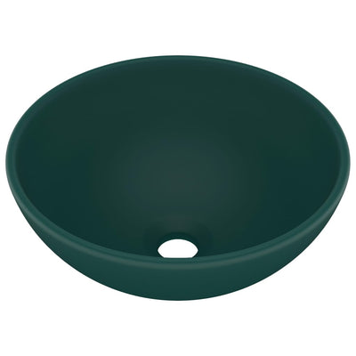 luksuriøs håndvask 32,5x14 cm rund keramisk mat mørkegrøn