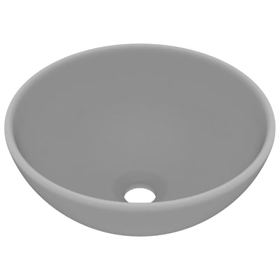 luksuriøs håndvask 32,5x14 cm rund keramisk mat lysegrå