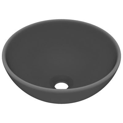 luksuriøs håndvask 32,5x14 cm rund keramisk mat mørkegrå