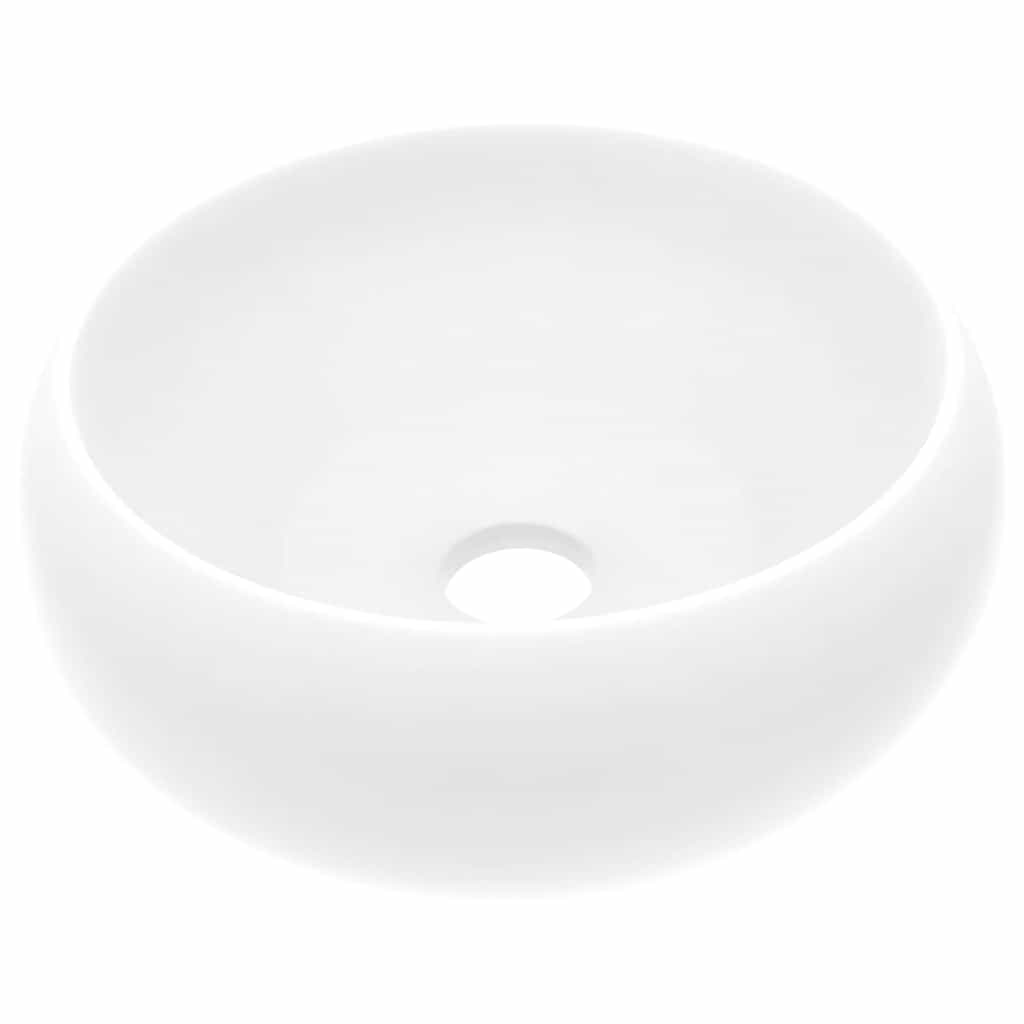 luksuriøs håndvask 40x15 cm rund keramisk mat hvid