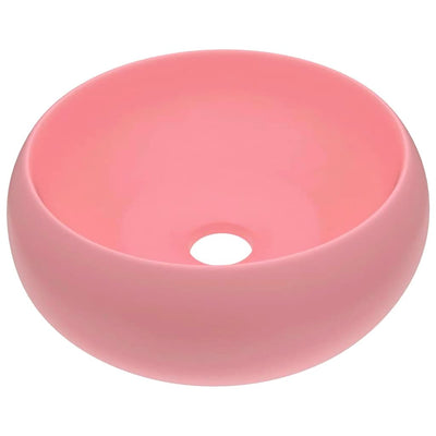 luksuriøs håndvask 40x15 cm rund keramisk mat pink