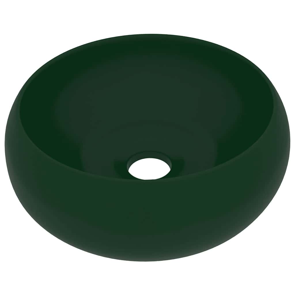 luksuriøs håndvask 40x15 cm rund keramik mat mørkegrøn