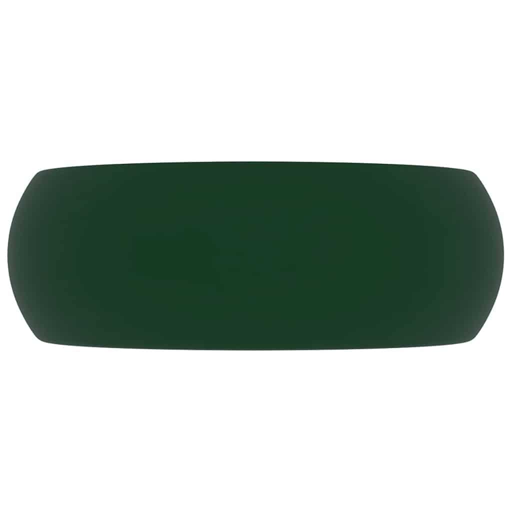 luksuriøs håndvask 40x15 cm rund keramik mat mørkegrøn
