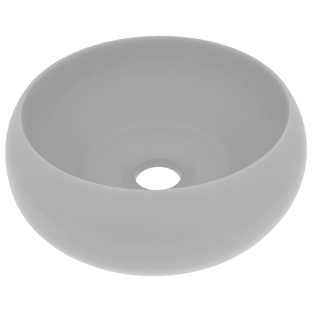 luksuriøs håndvask 40x15 cm rund keramik mat lysegrå