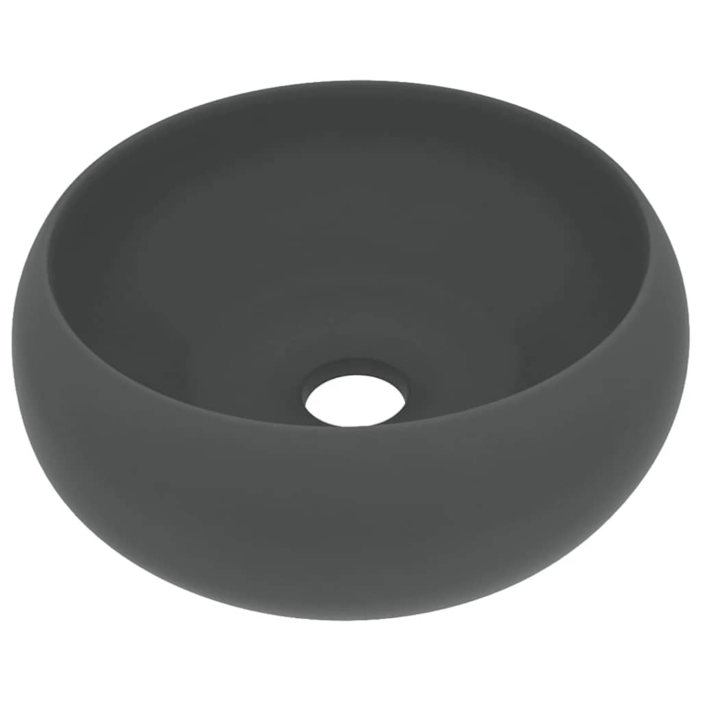 luksuriøs håndvask 40x15 cm rund keramik mat mørkegrå