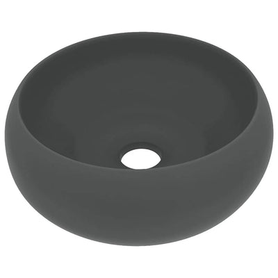 luksuriøs håndvask 40x15 cm rund keramik mat mørkegrå
