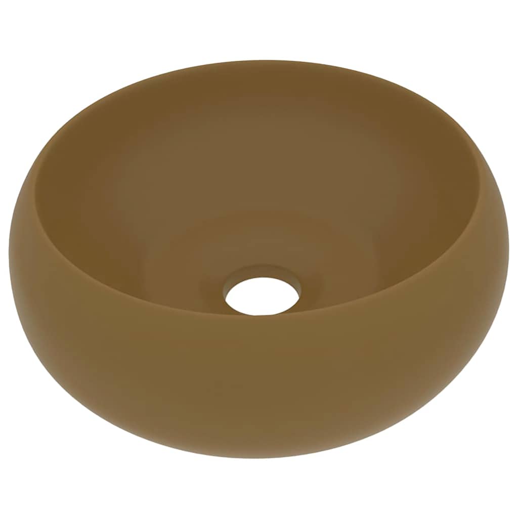 luksuriøs håndvask 40x15 cm rund keramik mat cremefarvet