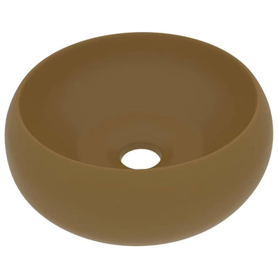 luksuriøs håndvask 40x15 cm rund keramik mat cremefarvet