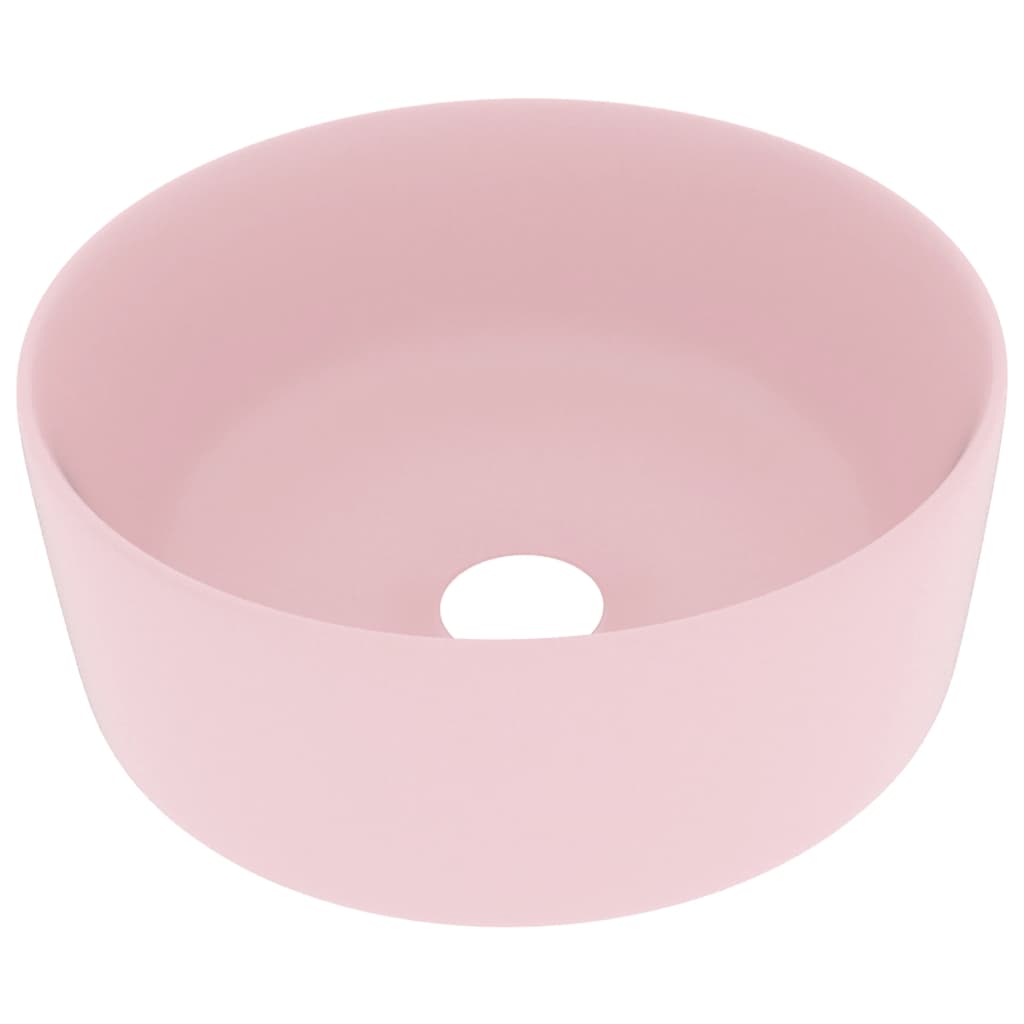 luksuriøs håndvask 40x15 cm rund keramisk mat pink