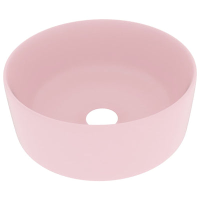 luksuriøs håndvask 40x15 cm rund keramisk mat pink