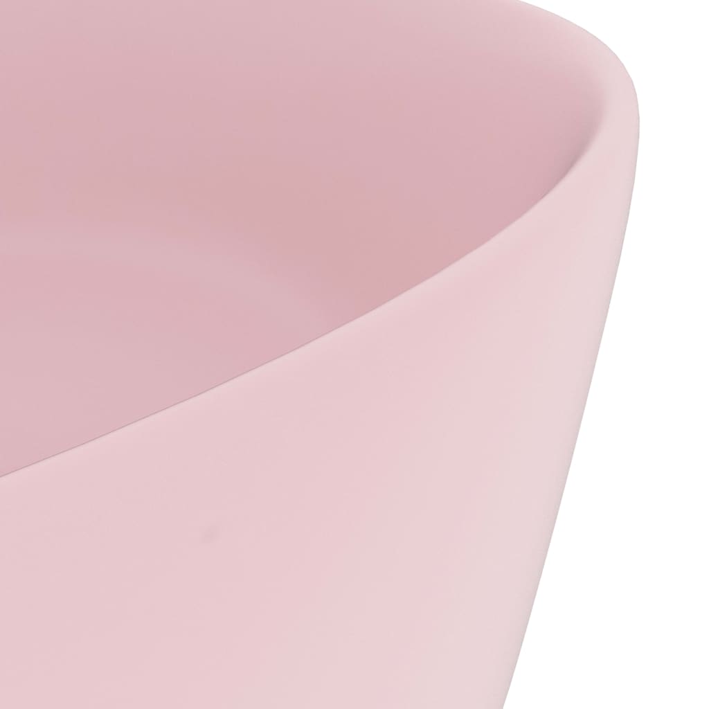 luksuriøs håndvask 40x15 cm rund keramisk mat pink