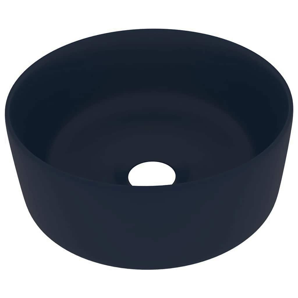 luksuriøs håndvask 40x15 cm rund keramik mat mørkeblå
