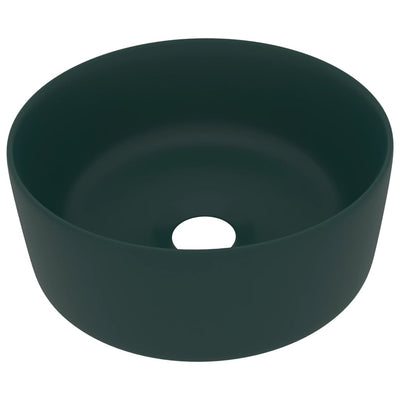 luksuriøs håndvask 40x15 cm rund keramik mat mørkegrøn