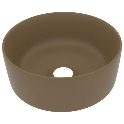 luksuriøs håndvask 40x15 cm rund keramik mat cremefarvet