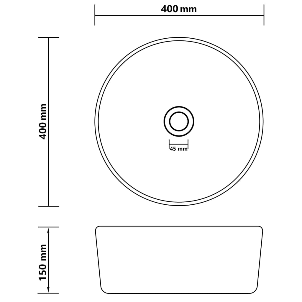 luksuriøs håndvask 40x15 cm rund keramik mat cremefarvet