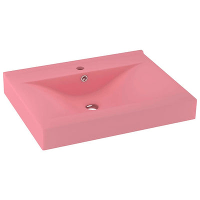 luksuriøs håndvask med vandhanehul 60x46 cm keramisk mat pink