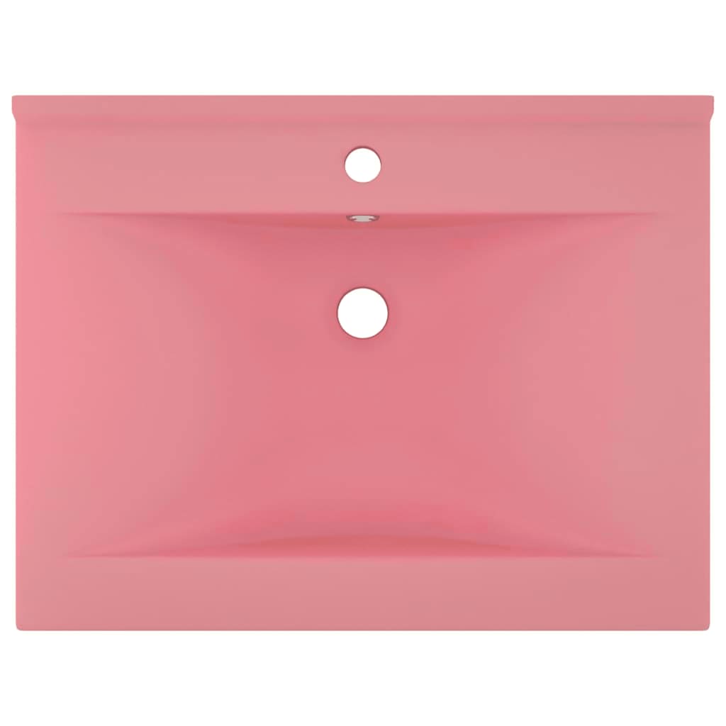 luksuriøs håndvask med vandhanehul 60x46 cm keramisk mat pink