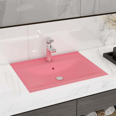 luksuriøs håndvask med vandhanehul 60x46 cm keramisk mat pink