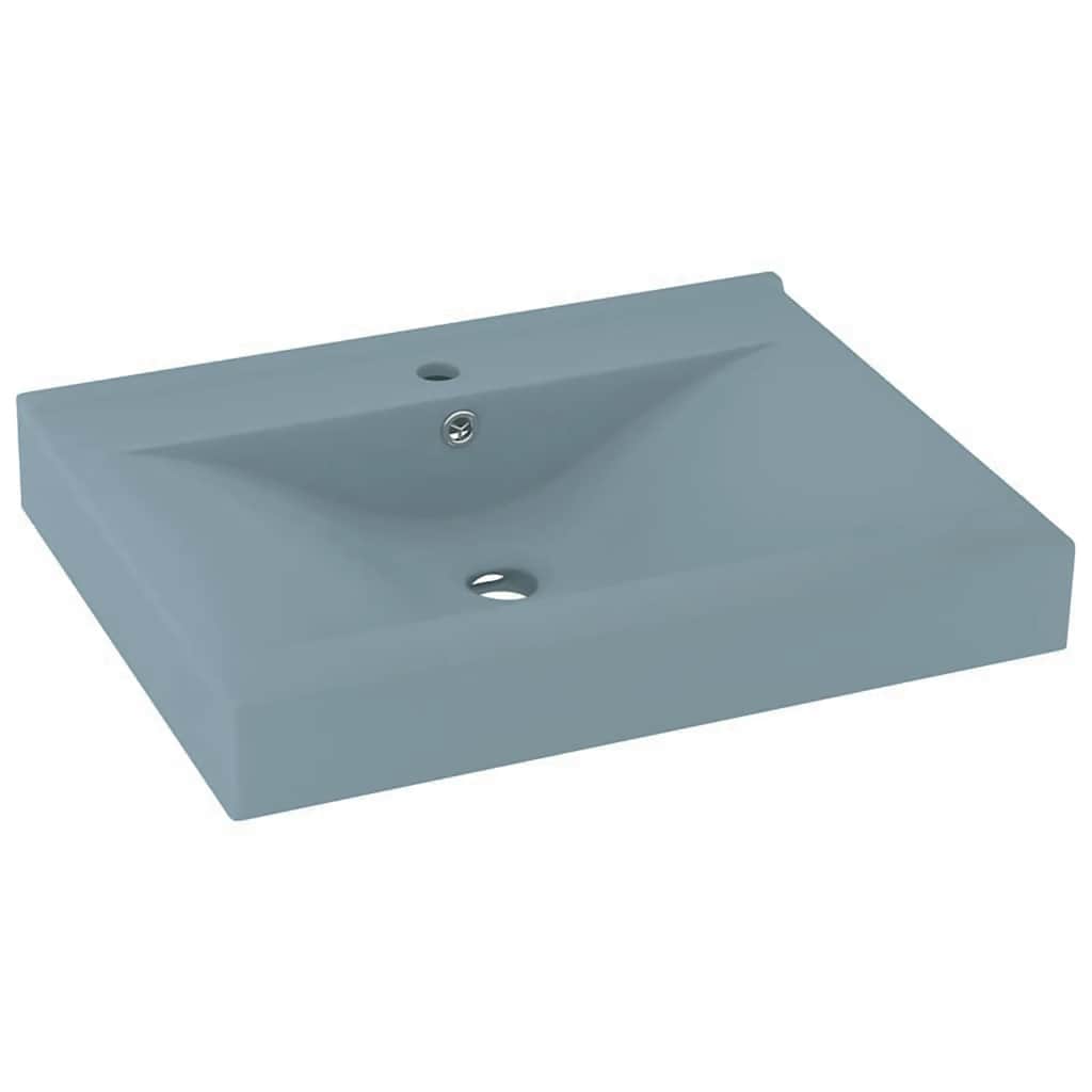 luksuriøs håndvask m. vandhanehul 60x46 cm keramisk mat lyseblå