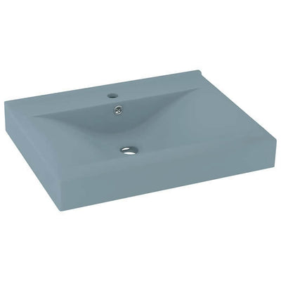 luksuriøs håndvask m. vandhanehul 60x46 cm keramisk mat lyseblå