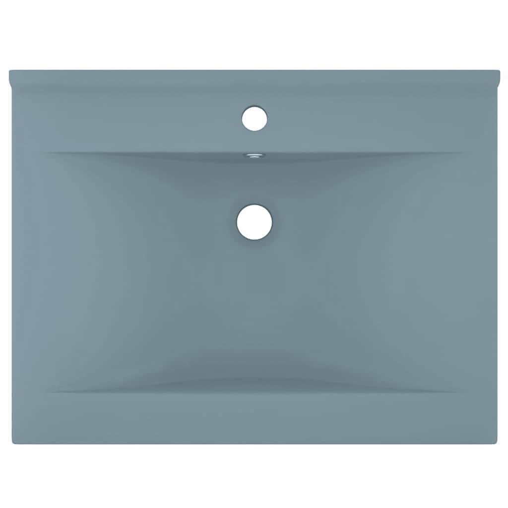 luksuriøs håndvask m. vandhanehul 60x46 cm keramisk mat lyseblå
