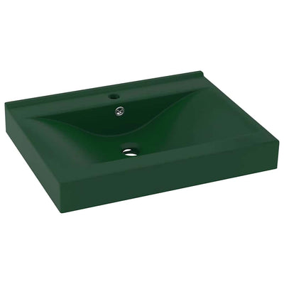 luksuriøs håndvask vandhanehul 60x46 cm keramik mat mørkegrøn