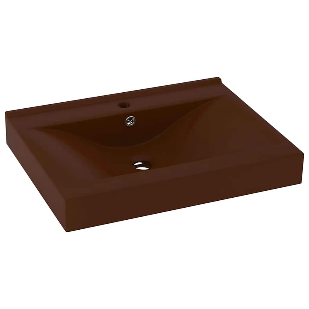 luksuriøs håndvask vandhanehul 60x46 cm keramik mat mørkebrun