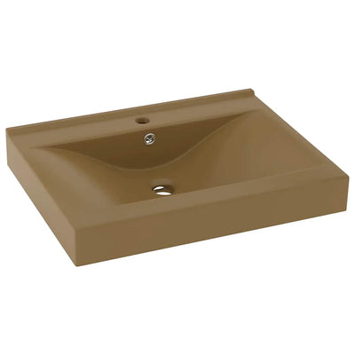 luksuriøs håndvask med vandhanehul 60x46 cm keramisk mat creme