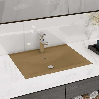 luksuriøs håndvask med vandhanehul 60x46 cm keramisk mat creme