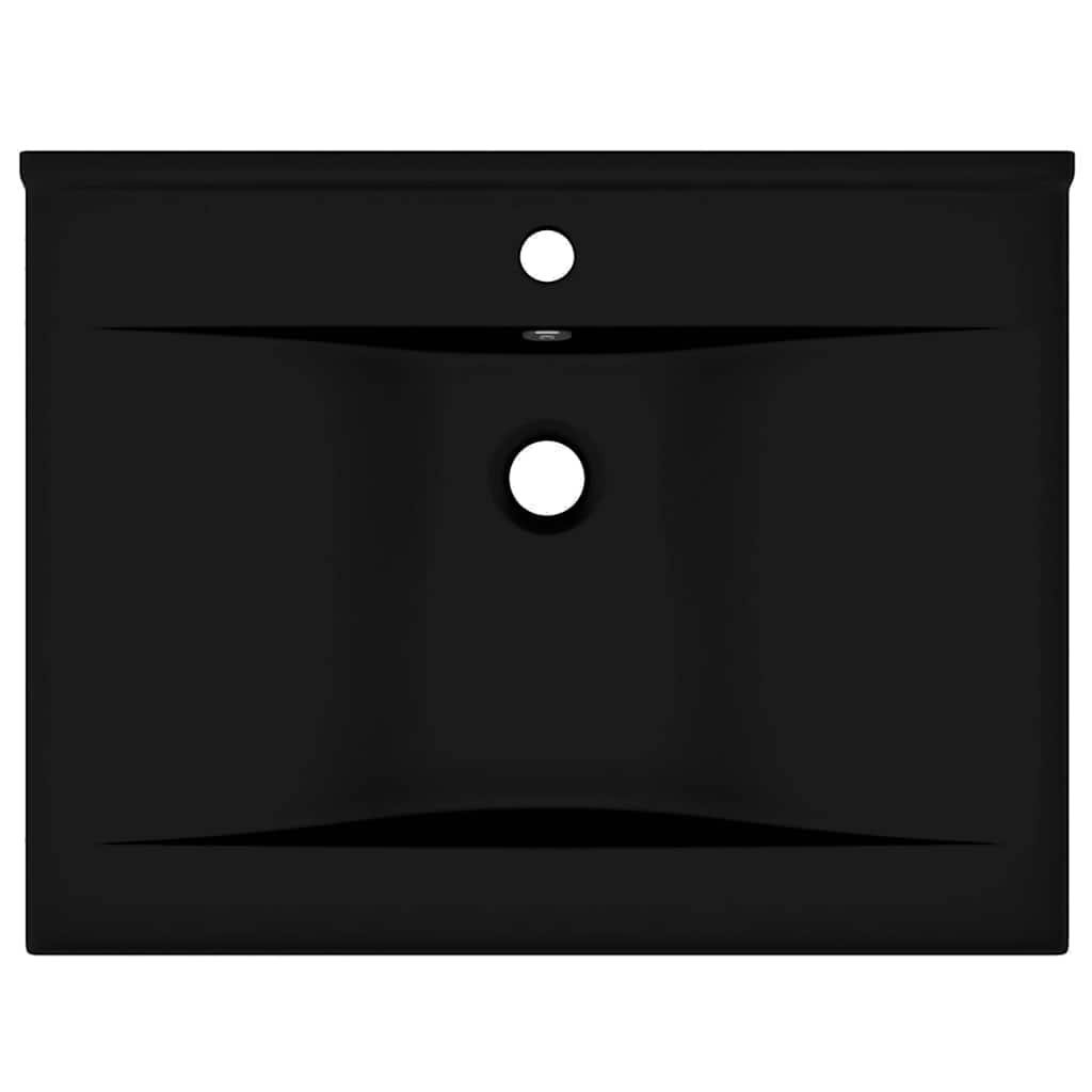 luksuriøs håndvask med vandhanehul 60x46 cm keramisk mat sort