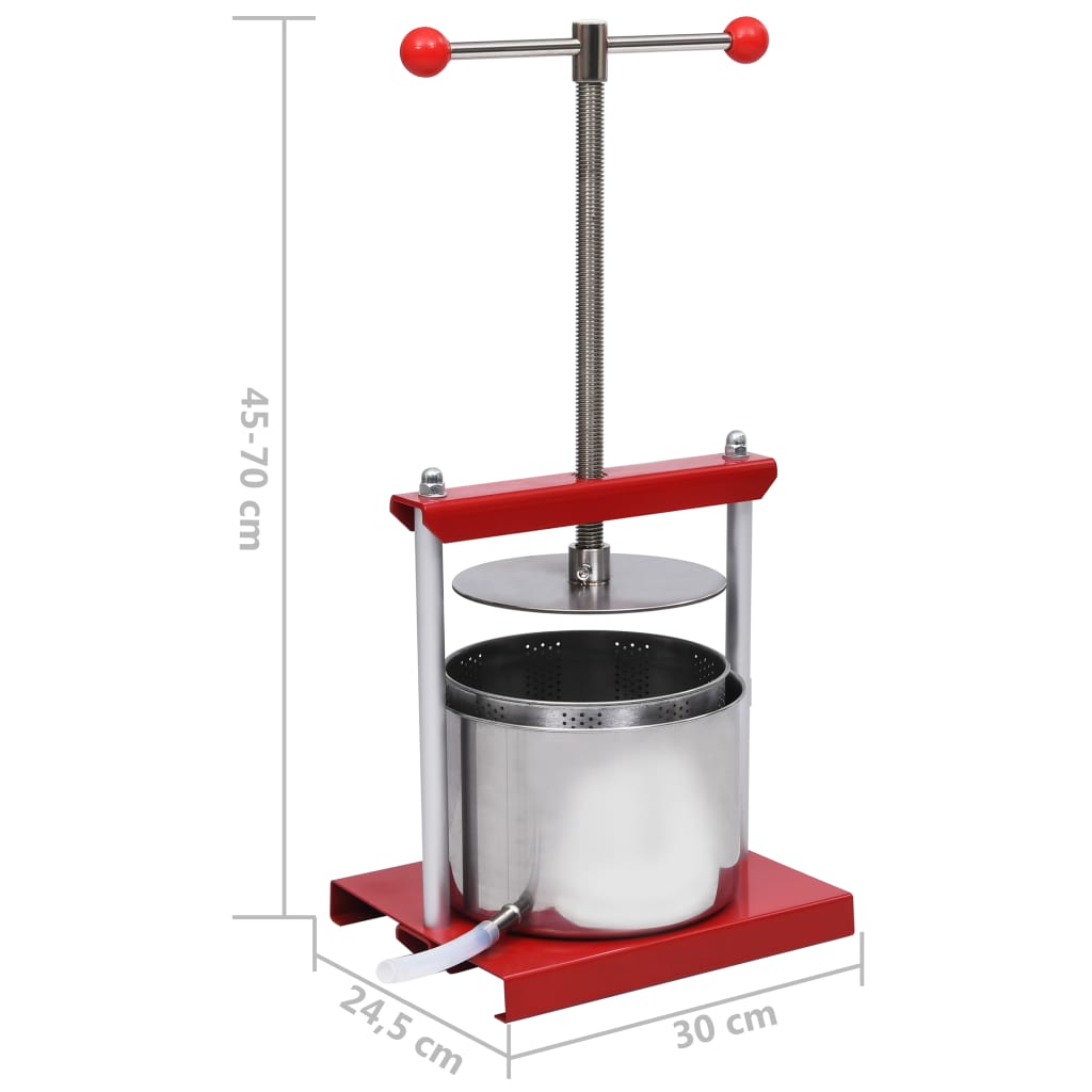 frugt- og vinpresser 6 l rustfrit stål