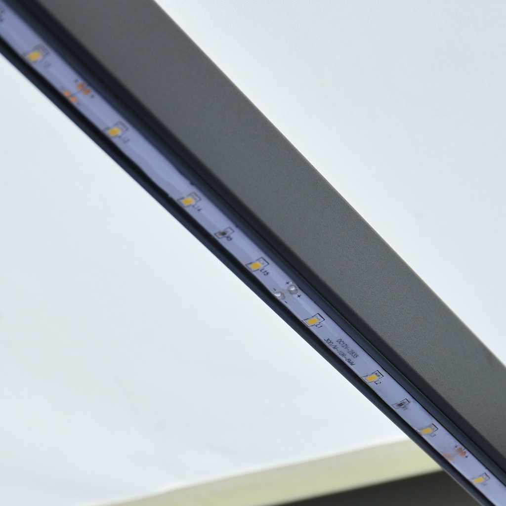 markise m. LED-lys 300x250 cm manuel betjening cremefarvet