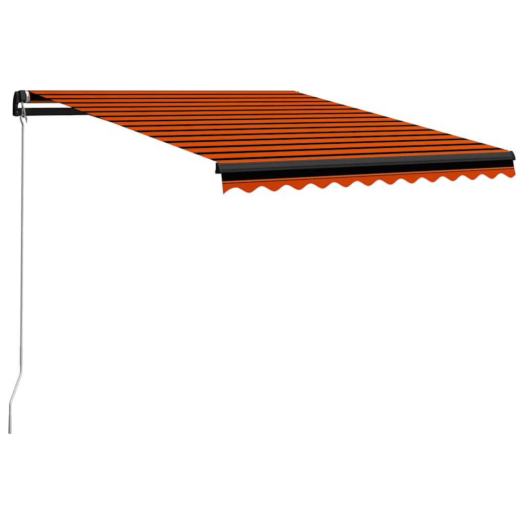 markise m. LED-lys 350x250 cm manuel betjening orange og brun