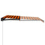 markise m. LED-lys 350x250 cm manuel betjening orange og brun