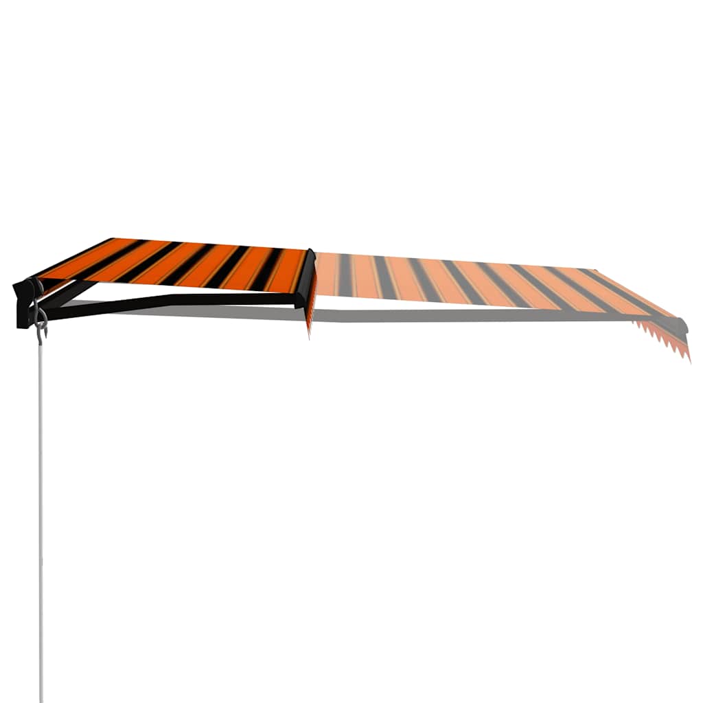 markise m. LED-lys 350x250 cm manuel betjening orange og brun