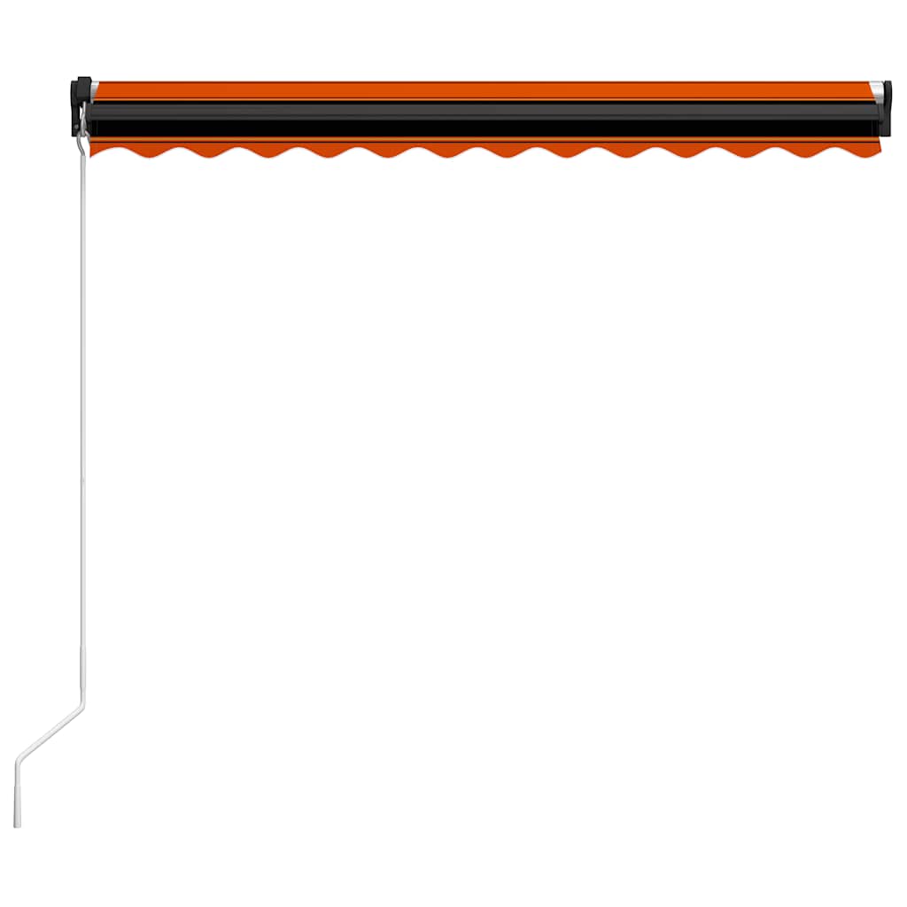 markise m. LED-lys 350x250 cm manuel betjening orange og brun