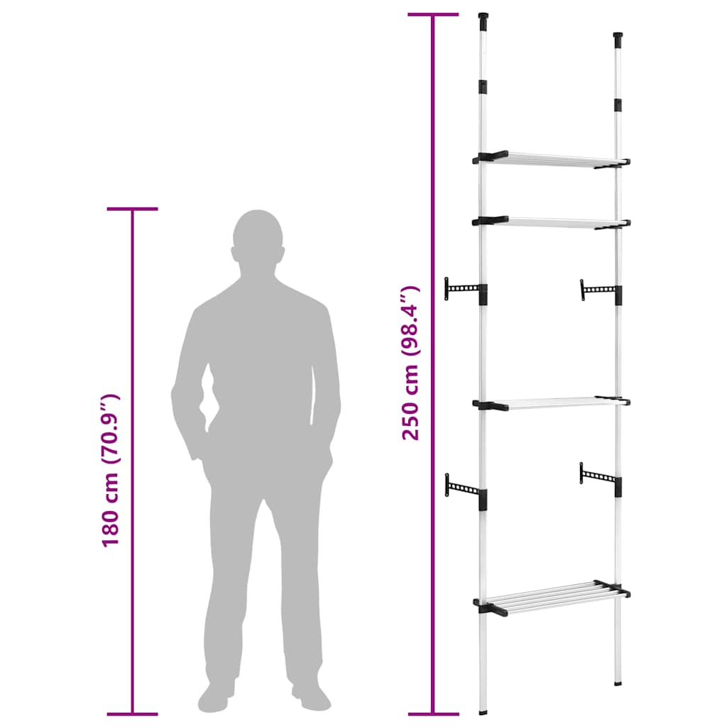 teleskopisk garderobesystem med hylder aluminium