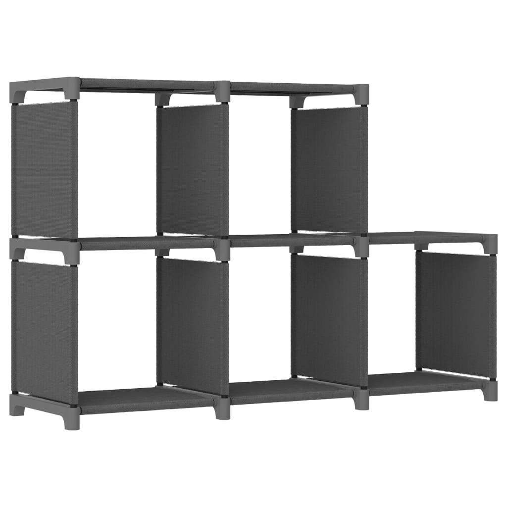 displayreol med 5 kubeformede rum 103x30x72,5 cm stof grå