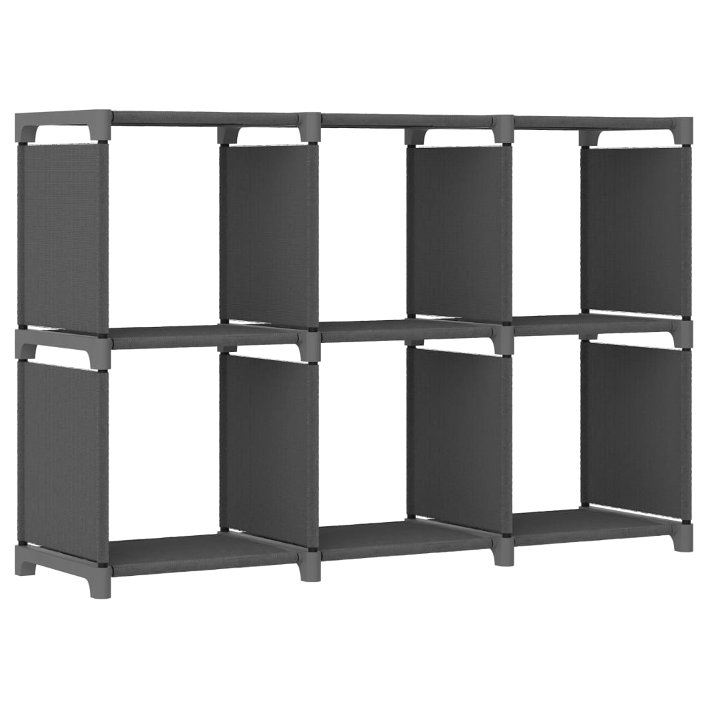 displayreol med 6 kubeformede rum 103x30x72,5 cm stof grå