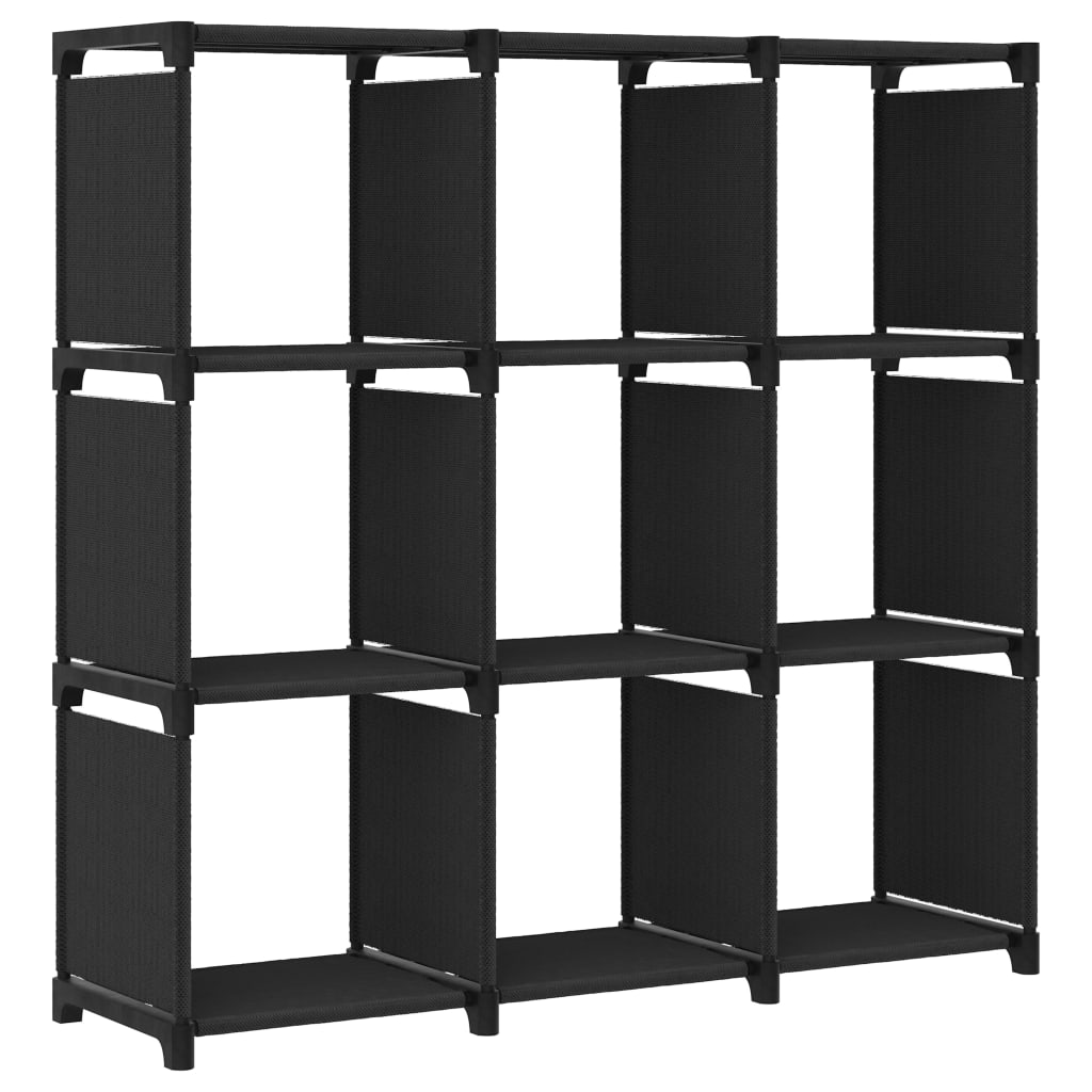 reol med 9 rum 103x30x107,5 cm stof sort