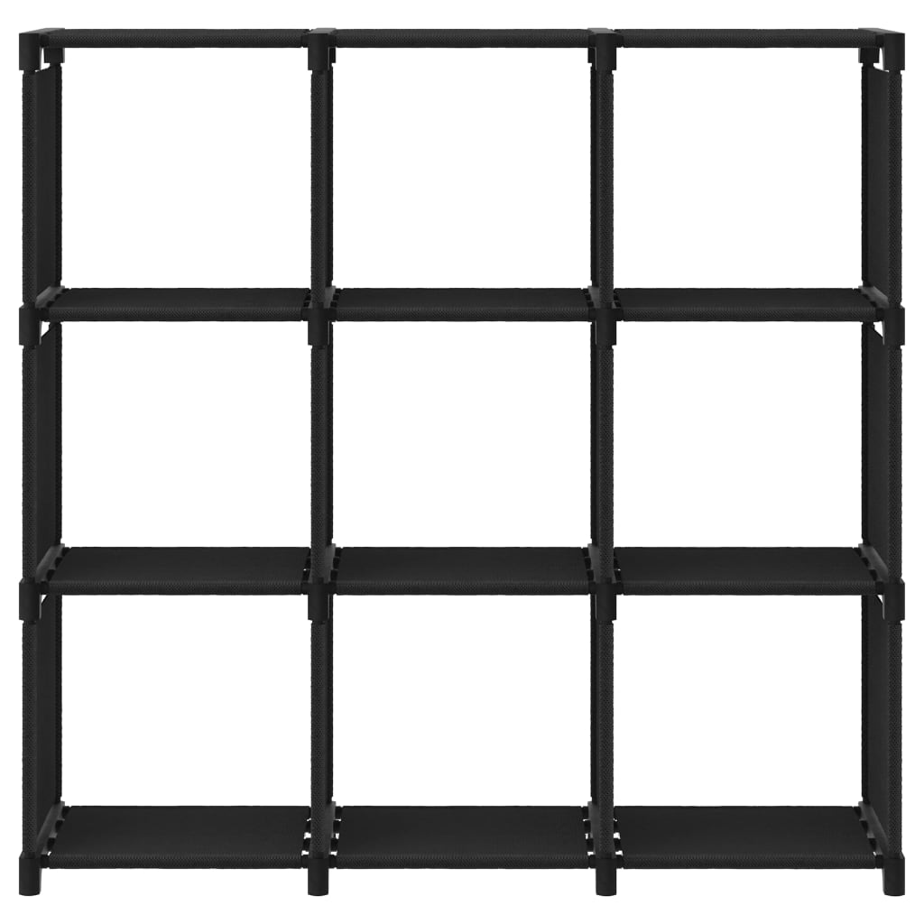 reol med 9 rum 103x30x107,5 cm stof sort
