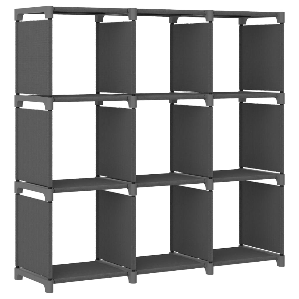 reol med 9 rum 103x30x107,5 cm stof grå
