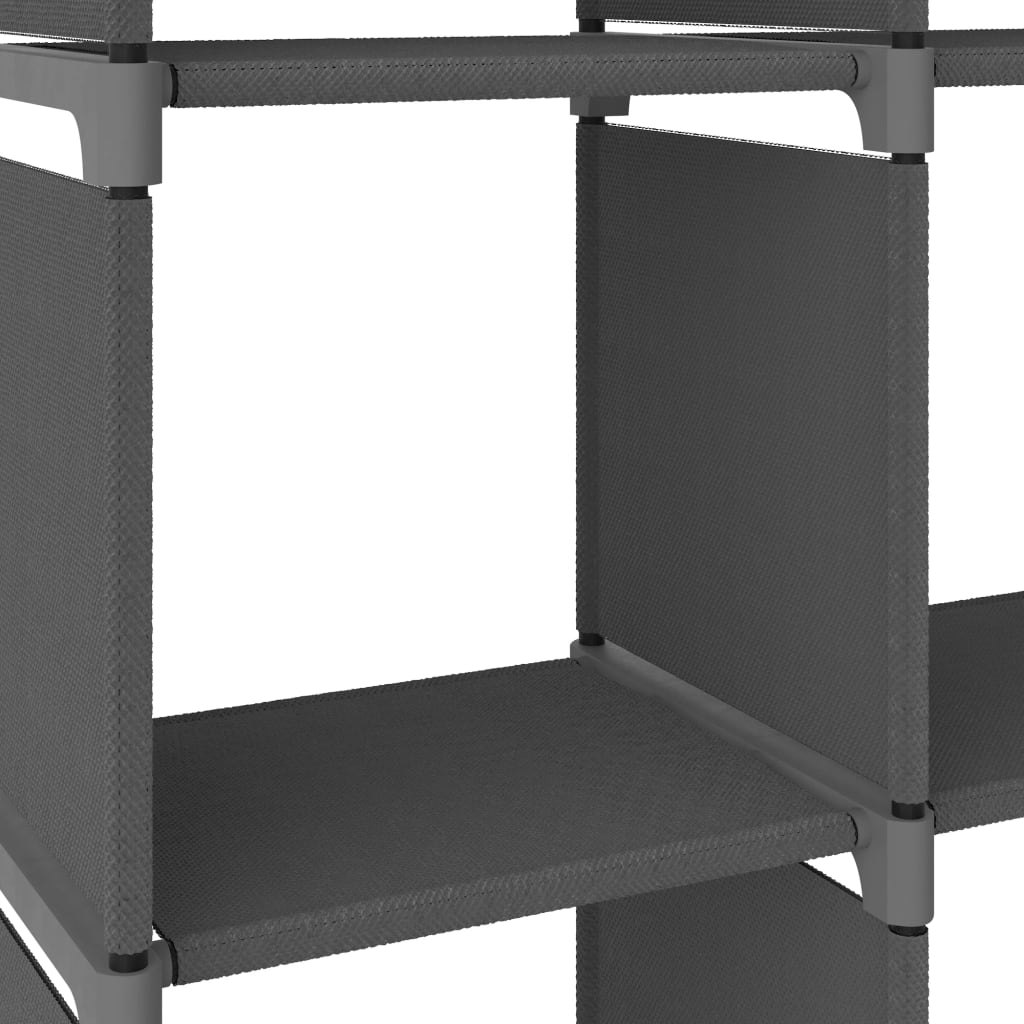reol med 9 rum 103x30x107,5 cm stof grå