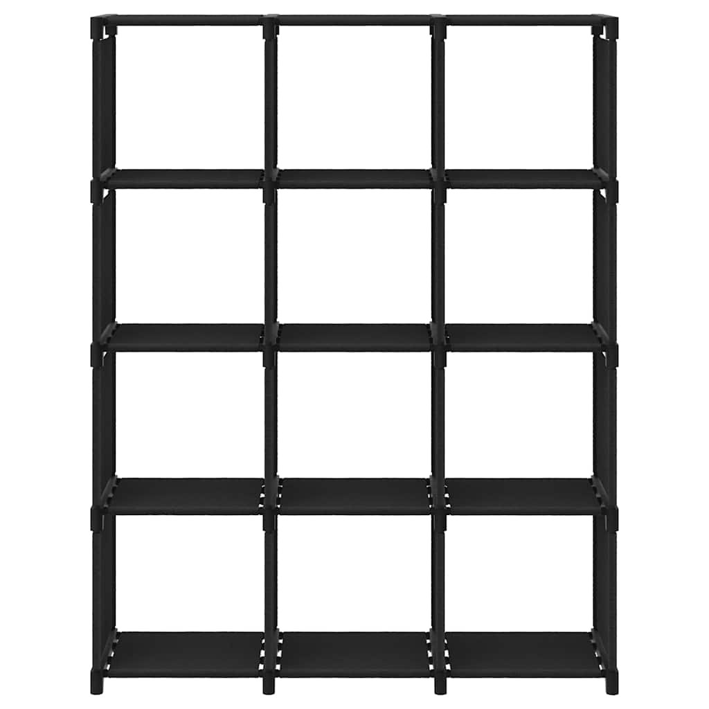 displayreol med 12 kubeformede rum 103x30x141 cm stof sort