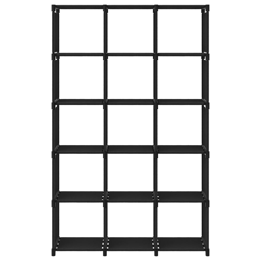 reol med 15 rum 103x30x175,5 cm stof sort