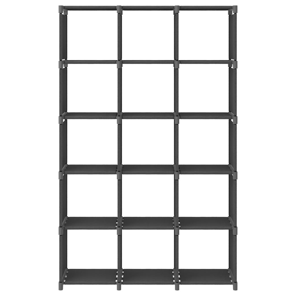 reol med 15 rum 103x30x175,5 cm stof grå