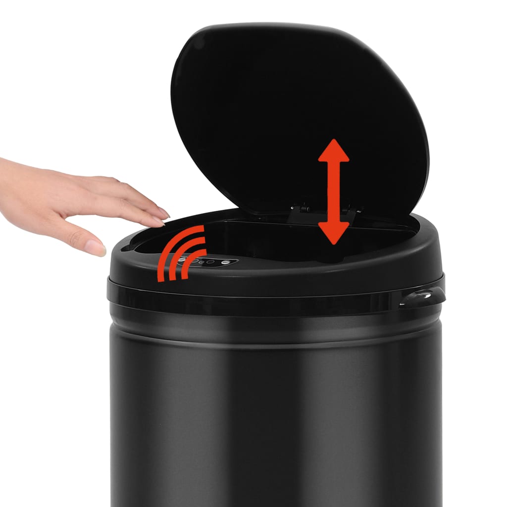 affaldsspand med sensor 40 l kulstofstål sort
