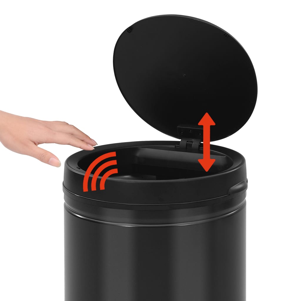 affaldsspand med sensor 80 l kulstofstål sort