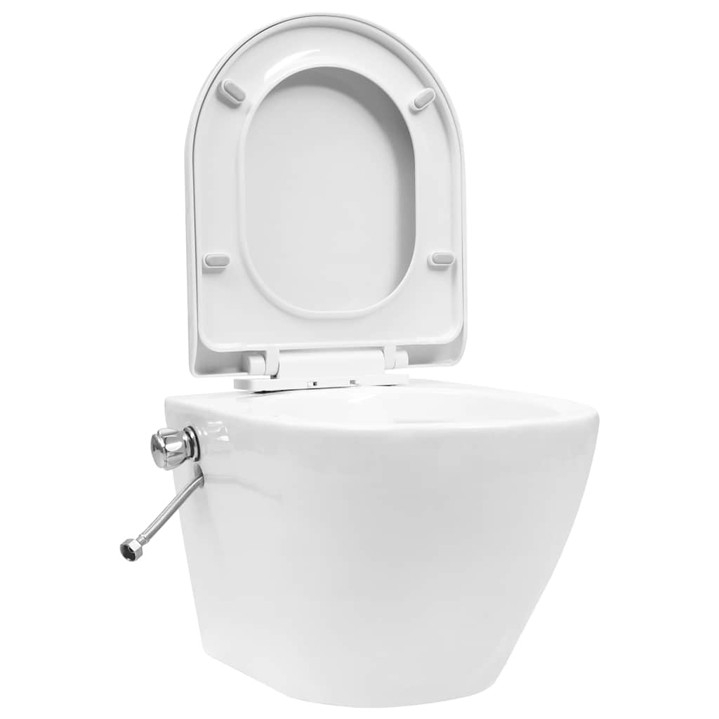væghængt toilet uden kant og med skjult cisterne keramik hvid